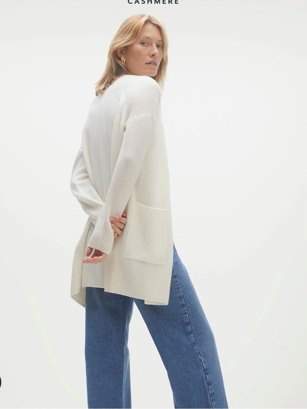 Naked cashmere Cream Open-Front Ribbed Pocket Cardigan - Picture 7 of 14